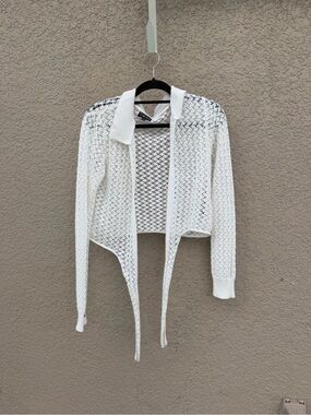 Lightweight Open-Knit White Women's Cardigan Sweater